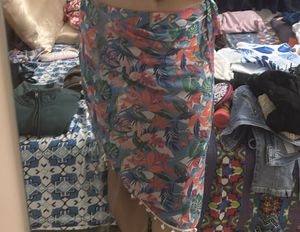 Blue Red Tropical Beachwear Sarong(tie Up skirt)