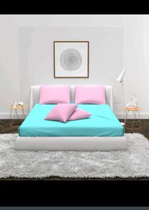 Turquoise Bed Sheet Set with Pink Pillows