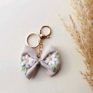 Hand Embroidered Bow Keychain