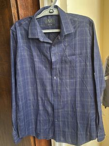 Men's Blue Plaid Slim Fit Shirt