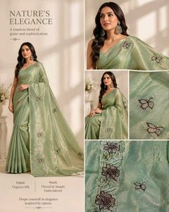 Chiffon Silk Saree with Butterfly Embroidery