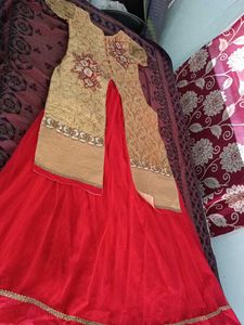 Red Lehenga Choli with Embellished Top