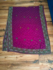 purple heavy handwork saree..