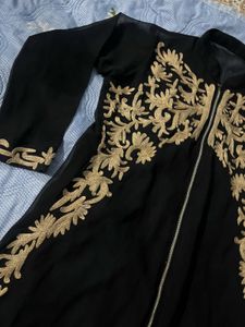 Stunning Black & Gold High-Low Georgette Kurti wit