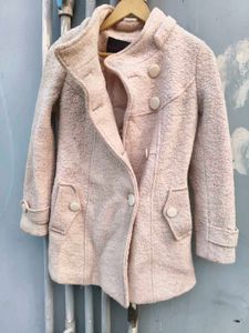 Chic Pink Textured Double-Breasted Coat