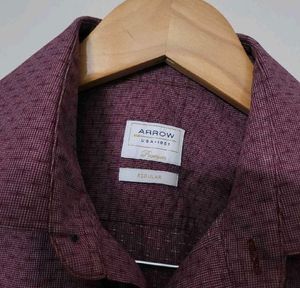 Arrow Men's Burgundy Printed Formal Shirt