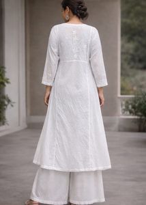 White Angarkha Style Kurti