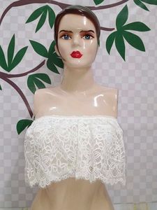 (400)White Lace Strapless Top