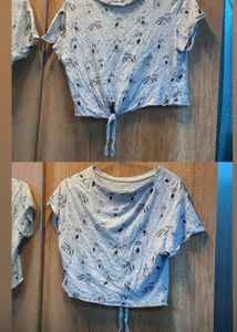 Printed Tie-Front T-Shirt