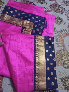 Silk Saree with stitched blouse And Free Chuda