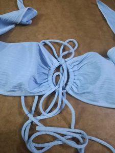 Light Blue Textured Bikini Top