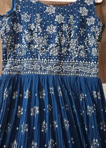 Elegant Blue Embroidered Ethnic Gown