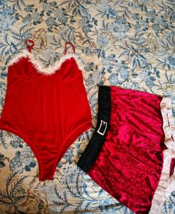 Festive Santa Bodysuit &amp; Shorts Set