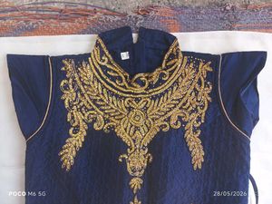 Stunning Navy Blue Embroidered Gown