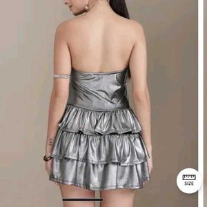 XS size Sparkly Strapless Tiered Mini Dress
