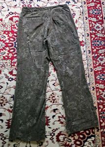 corduroy Embroidered Wide Leg Trousers