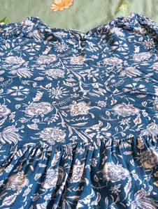 Blue Floral Print Kurta