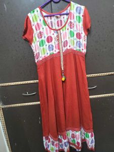 Women's Red Flared Ethnic Kurta |  Good Used Condi