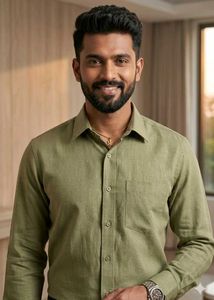 Men's Olive Green Casual Shirt