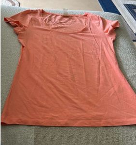 H &amp; M Peach Flutter Sleeve Tee
