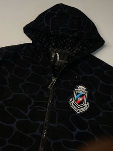 Men's Black Patterned Zip-Up Hoodie