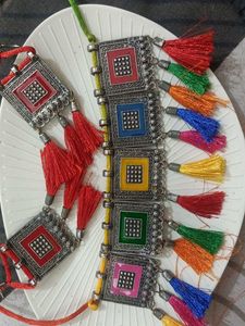 Boho Multicolor Tassel Choker Necklace Set