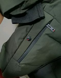 Stylish Puffer Jacket - Olive Green