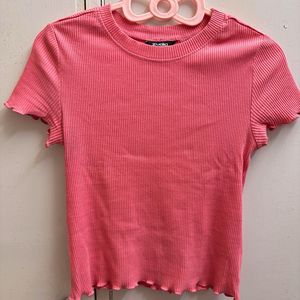 Baby Pink Ribbed Top 🎀
