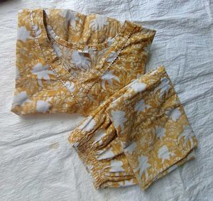 Yellow Floral Kurta Set