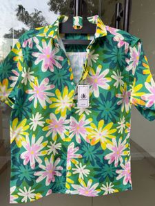 Men's Green Floral Short Sleeve Shirt