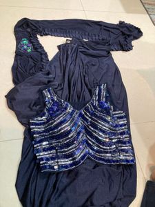 Elegant Navy Blue ready to wear Saree