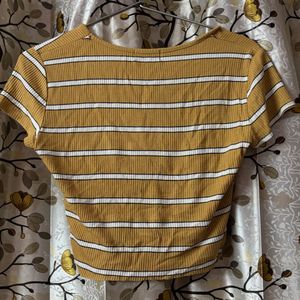 Striped V-Neck Cropped Top