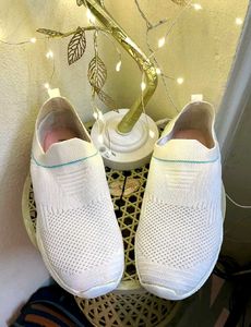 Comfy White Knit Slip-On Sneakers