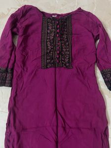 Beautiful Purple Kurta with Black Print