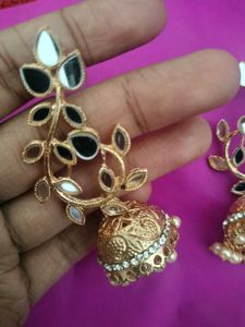 New Mirror White Jhumka