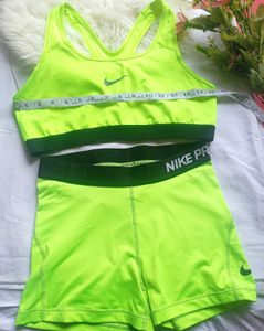 Neon Green Nike Pro Shorts Set