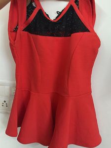 cherry red peplum top