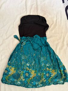 Boho Floral Print Tie-Waist Skirt