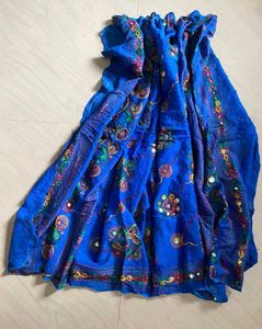 Vibrant orange &amp; Blue Embroidered Lehenga Choli