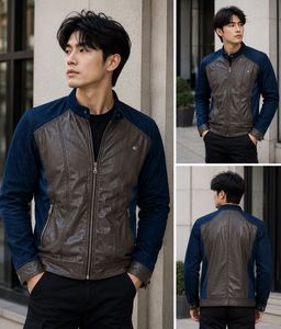Roadster Men's Denim &amp; Brown Leather Jacket