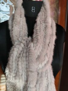 Elegant Grey Real Fur Scarf