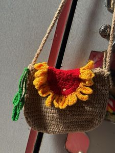 Crocheted Sunflower Crossbody Bag