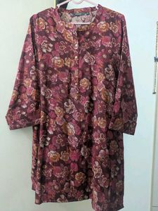 Floral Wine Coord Set – Kurta & Pants