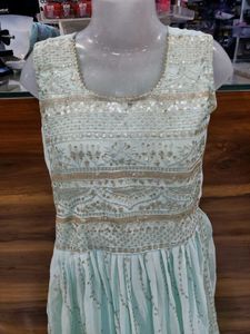 Elegant Light Green Ethnic Gown with pant