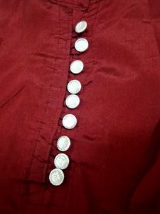 Maroon Kurta with Button Detail