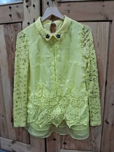 Elegant Yellow Lace Blouse