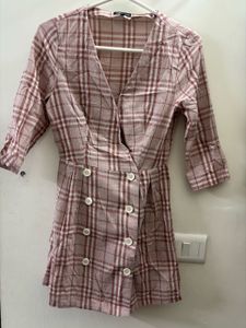 Checked Button-Up Blazer/ Dress