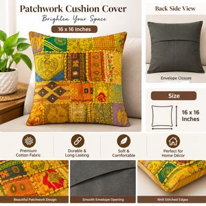 Boho Patchwork Throw Pillow Cover