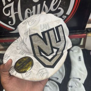 White Befitted NY Glitter Baseball Cap