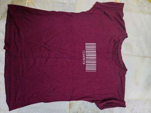 Maroon T-Shirt with Barcode Print